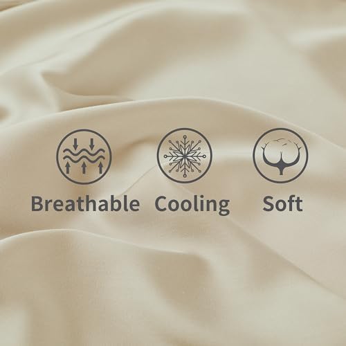 Zaizaihome Queen Pillow Protectors 2 Pcs Zippered Bamboo Viscose Beige
