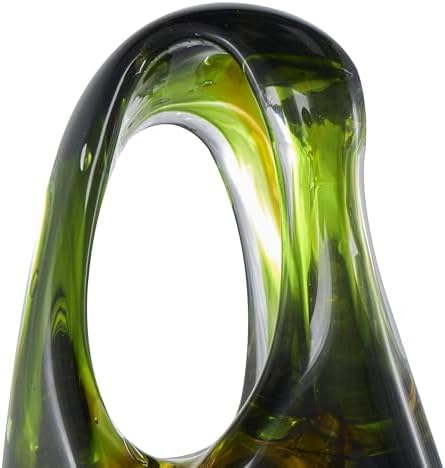 Deco 79 Modern Abstract Glass Sculpture with Amber Accents