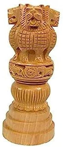 Wooden Ashoka Pillar - 6 Inch Handmade Desk Decoration