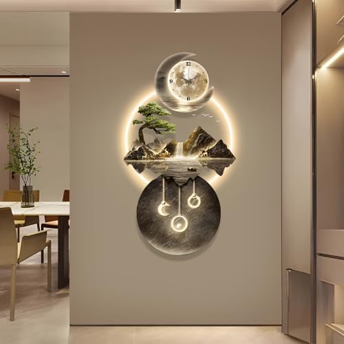 LED Light Art Wall Decor Clock 19x39IN Gold C