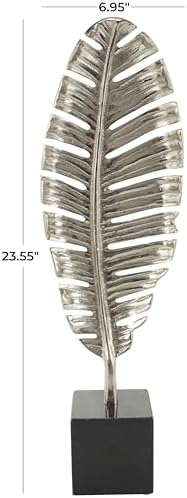Contemporary Leaf Sculpture with Black Marble Base