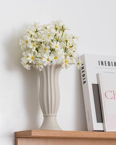 DuHouse Artificial White Daisy Flowers 5 Bundles