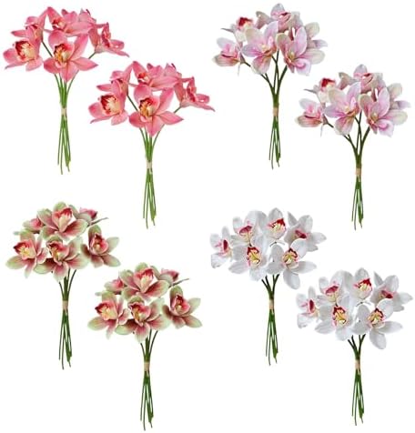 PRTECY 2 Bunches 12 PCS Artificial Orchids Bouquet