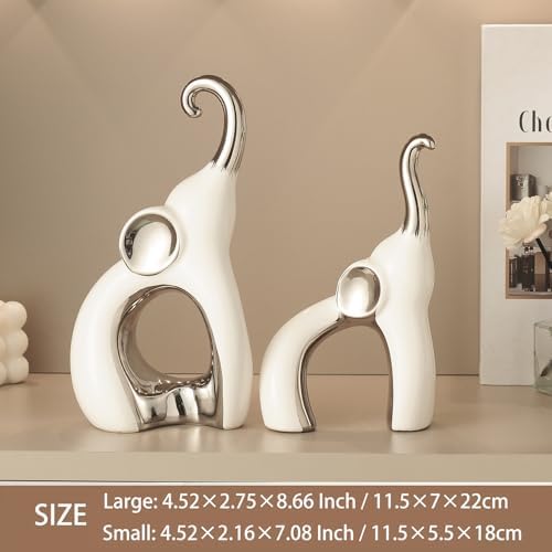 Tuioyoc Ceramic Elephant Statues Set of 2