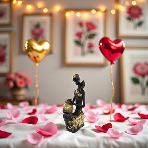 African Lady Statue with Tribal Totem for Home Decoration
