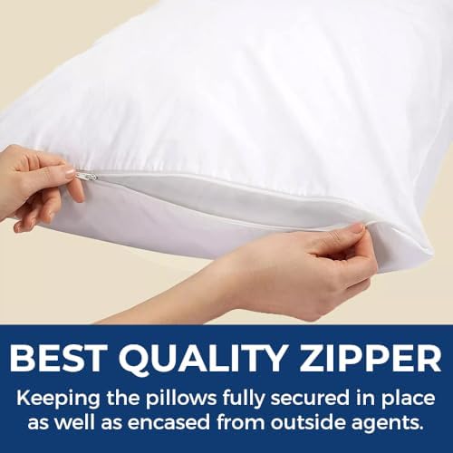 Linteum Textile White Pillowcase Cover Zippered 20x30 Queen Size 6 Pack