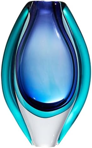 Luxury Lane London Blue 10 Inch Tall Oval Art Glass Vase