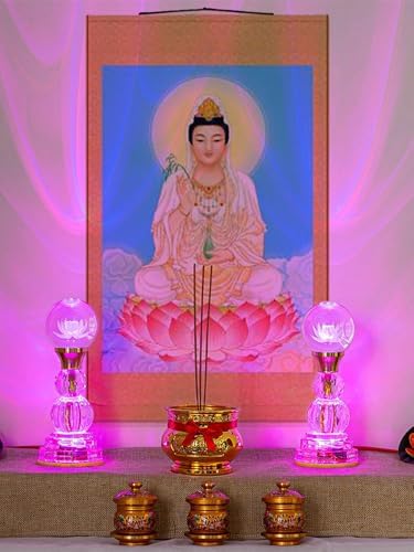 Ecqizer A-Style Colorful Crystal Lotus Lamp Pair