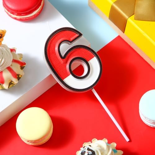 Cartoon Birthday Candle Numeral 6 Cake Topper for Decor
