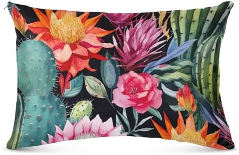 GAIGEO Flower Wallpaper Black Pillow Covers with Zipper