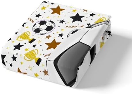 Manfei Soccer Fitted Sheet Queen Football Patchwork Bed Set