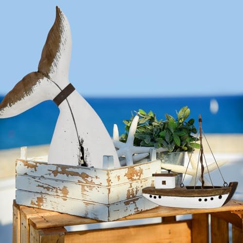 Linfevisi 59 Wooden Sailboat Decor for Home Bathrooms