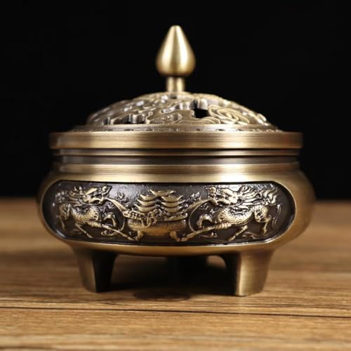 Julrybox Brass Incense Burner Chinese Style Copper Holder
