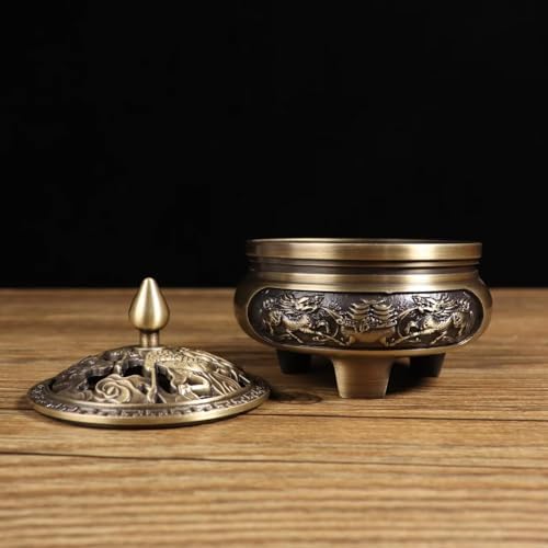 Julrybox Brass Incense Burner Chinese Style Copper Holder