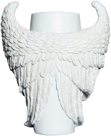 White Resin Angel Wings Cemetery Flower Vase with Stake