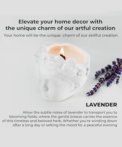 DOMIVKA Wood Wick Candles With Crackle - Lavender Scent 60 Hour Burn