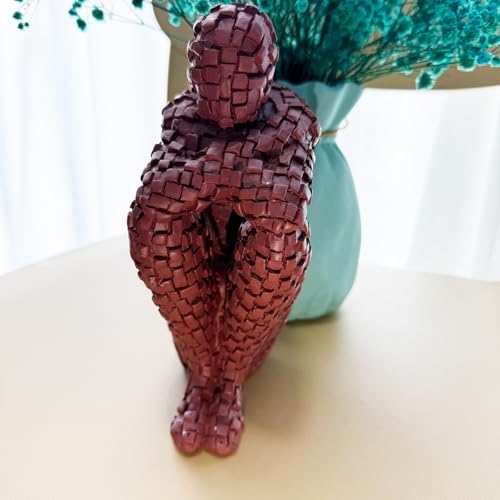 Abstract Mosaic Resin Sculpture Thinker Figurine Red