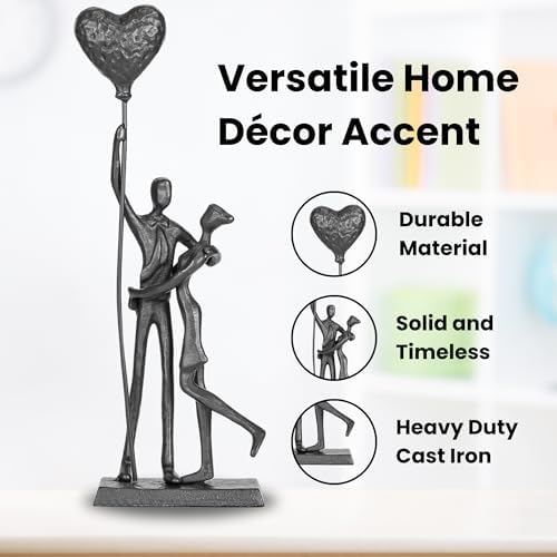 Handcrafted Iron Couple Sculpture - Romantic Home Decor