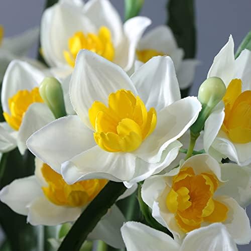 2Pcs Artificial Daffodils Silk Branches 23inch Spring Faux Floral Arrangement