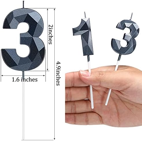 Nuanchu 13th Birthday Candles Black Number 13 Cake Topper