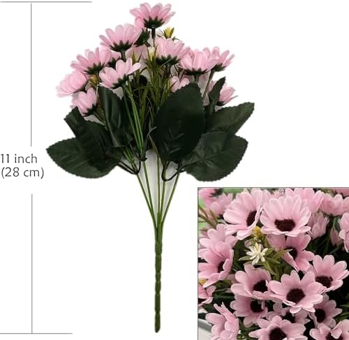 PASYOU Artificial Daisies Flowers 4 Bouquet Pink