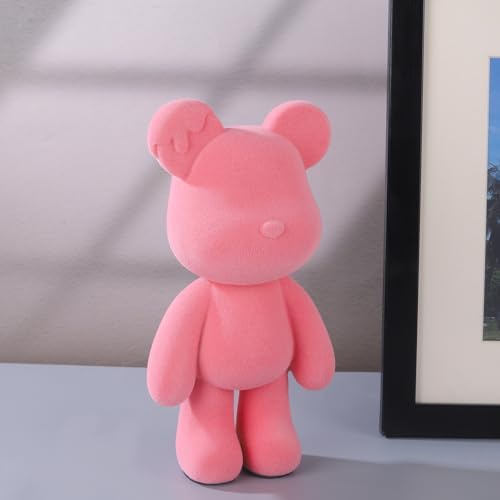 Bear Sculpture Resin Home Decor Pink