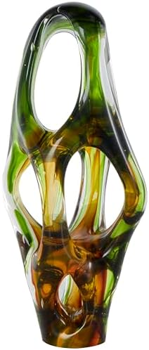 Deco 79 Modern Abstract Glass Sculpture with Amber Accents