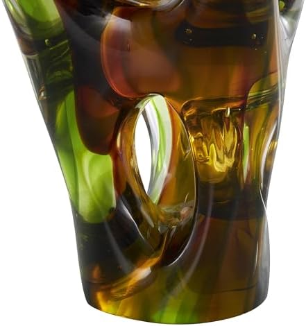 Deco 79 Modern Abstract Glass Sculpture with Amber Accents
