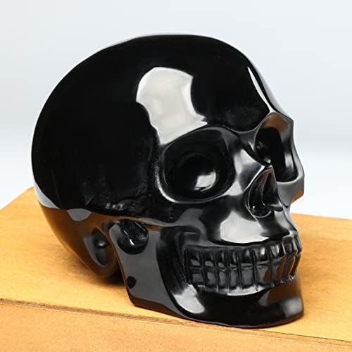 5 Inch Natural Black Obsidian Crystal Skull Statue