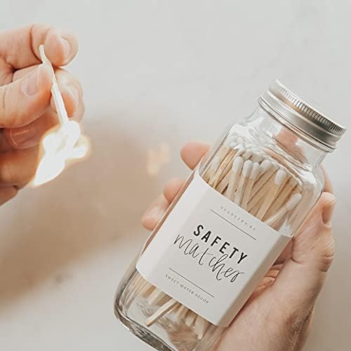 Sweet Water Decor Pink Safety Matches in Glass Jar