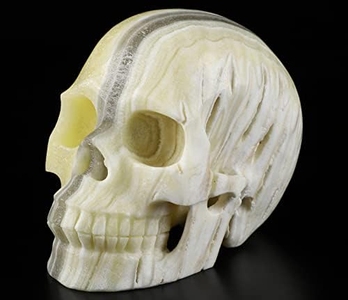Skullis Zebra Calcite Crystal Skull Sculpture