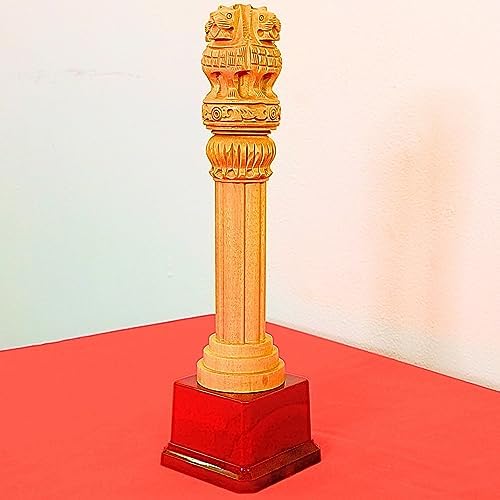 Shri Shri Wooden Ashoka Pillar 10 Inch with Stand