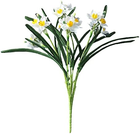 2Pcs Artificial Daffodils Silk Branches 23inch Spring Faux Floral Arrangement
