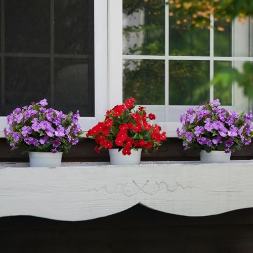 MelorcaGuilla 4PCS Artificial Impatiens for Outdoor Decor