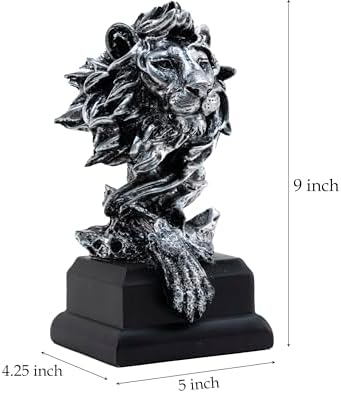 AMOIENSIS Lion Bust Statue 9 Inch Resin Sculpture