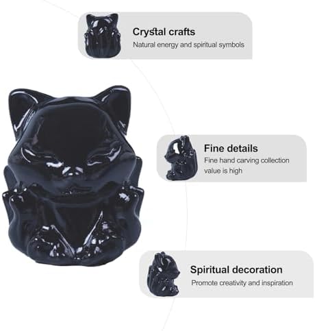 Black Obsidian Nine-Tailed Fox Statue Decor