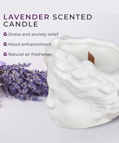 DOMIVKA Wood Wick Candles With Crackle - Lavender Scent 60 Hour Burn