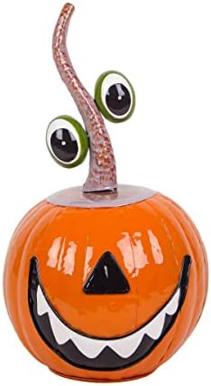 National Tree Company Floating Eyes Metal Pumpkin Statue Orange 15 in