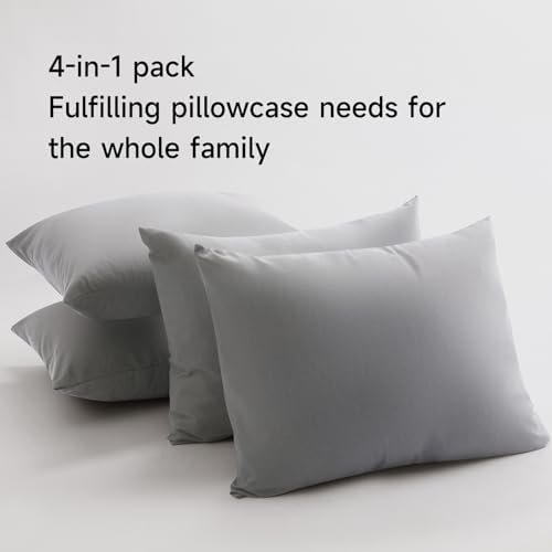 BEITE 4 Pack Pillow Case Protectors - 20x30 Inches Light Gray