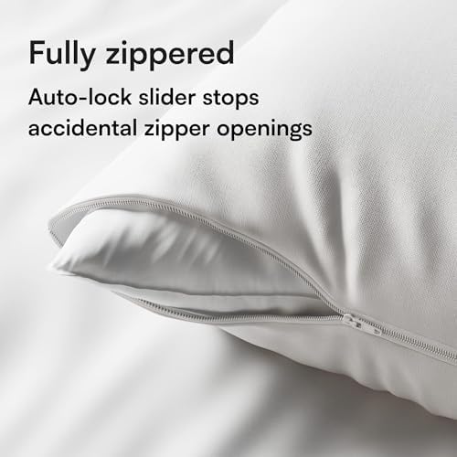 100 Cotton Pillow Protectors 4-Pack with Zipper Queen Size