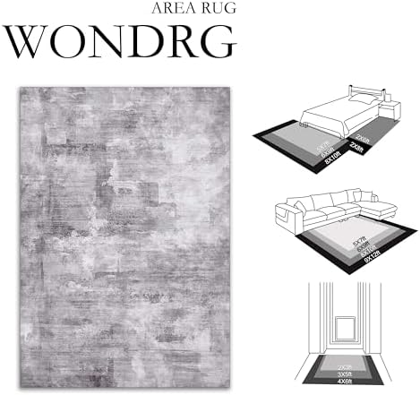 WondRg 5x7 Grey Abstract Area Rug Non-Slip Soft