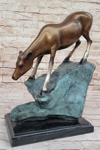 Limned Edition Signed Artist Marius Deer Bronze Sculpture