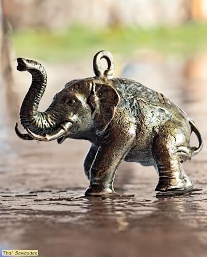 Thai Sawasdee Black Brass Elephant Statues - Miniature Home Decor
