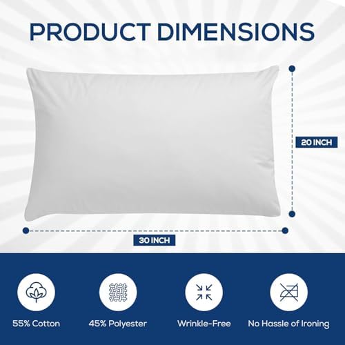 Linteum Textile White Pillowcase Cover Zippered 20x30 Queen Size 6 Pack