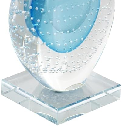 Deco 79 Blue Glass Teardrop Sculpture with Clear Bubbles