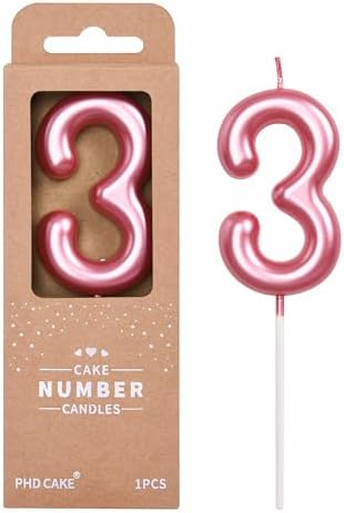 PHD Cake 276 Inch Classical Pink 3 Number Birthday Candles 1