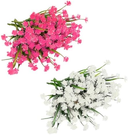 White Artificial Flowers 6 Bundles UV Resistant 7 Stem Decor