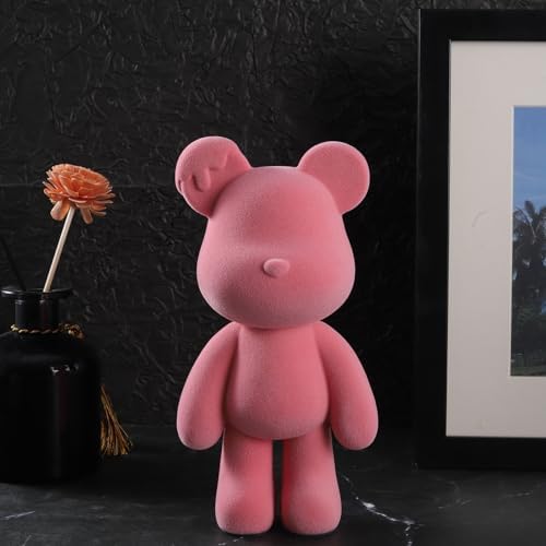 Bear Sculpture Resin Home Decor Pink