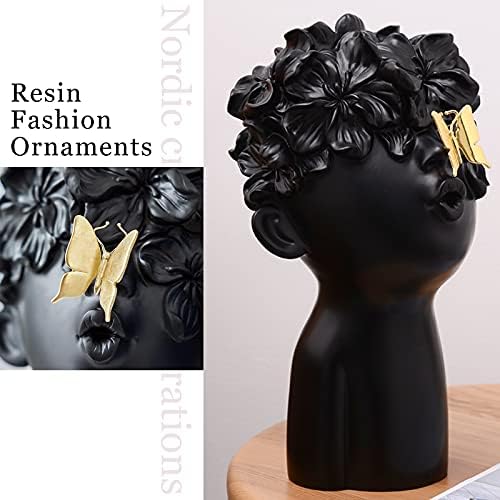 Notakia Black Resin Sculpture with Metal Butterfly