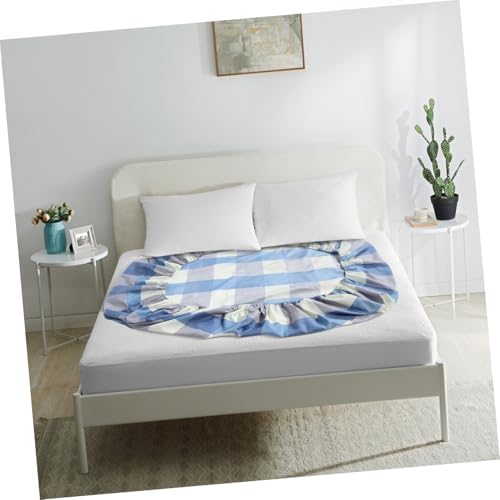 Luxshiny Blue Plaid Twin Fitted Sheet with Breathable Cover